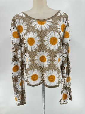 Rebellion again, Daisy long sleeve crochet top Sz L Juniors